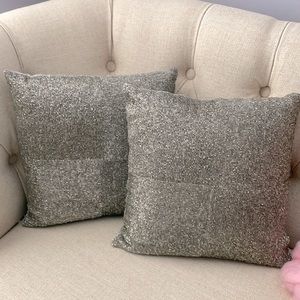 Pier 1 Silver beaded pillows- set of 2